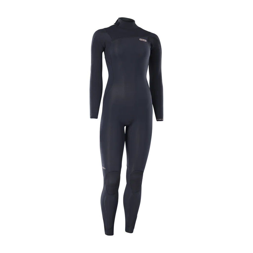Front view of the black ION Amaze Amp 4/3 back-zip women's wetsuit, article 48273-4507