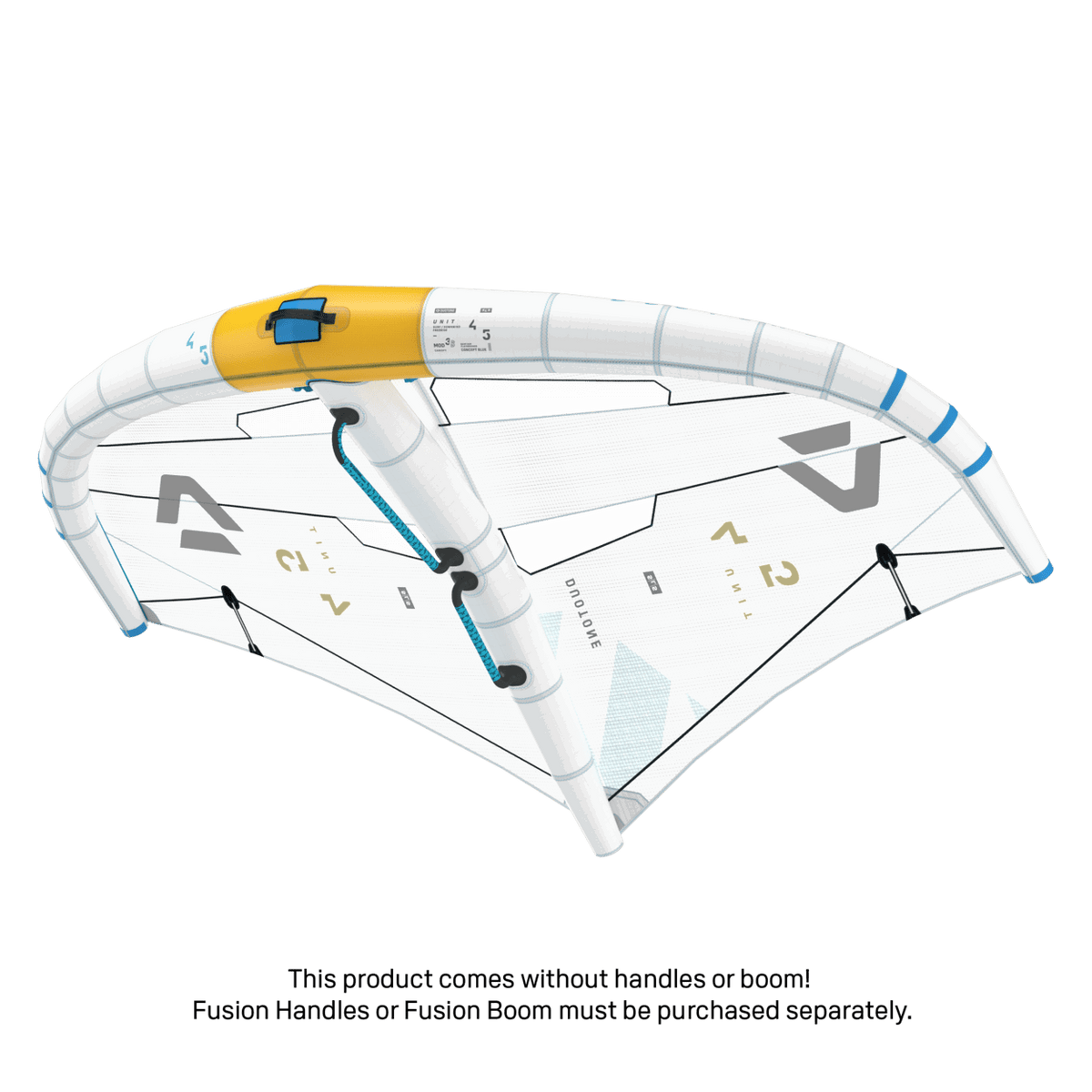 Duotone Unit SLS Concept Blue 2025 wing shown fitted with optional Fusion Handles