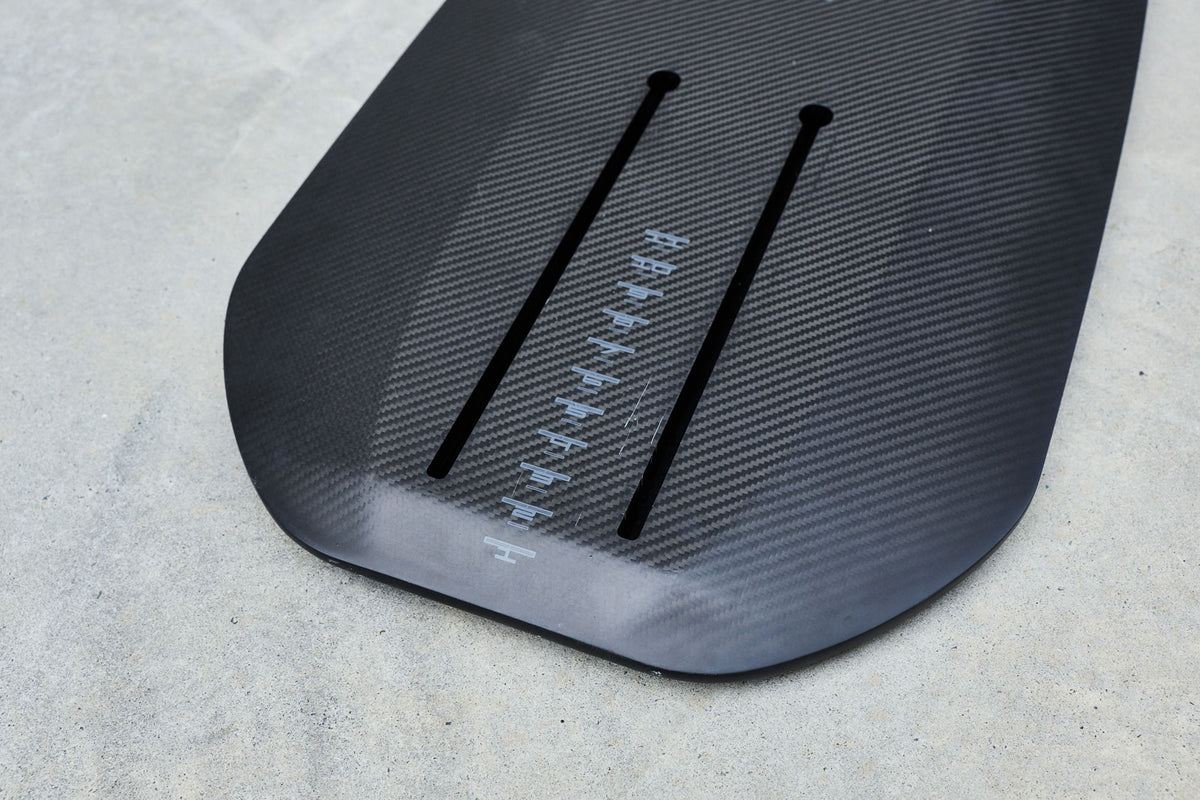 Close view of the Kanga board foil mounting tracks and position markings