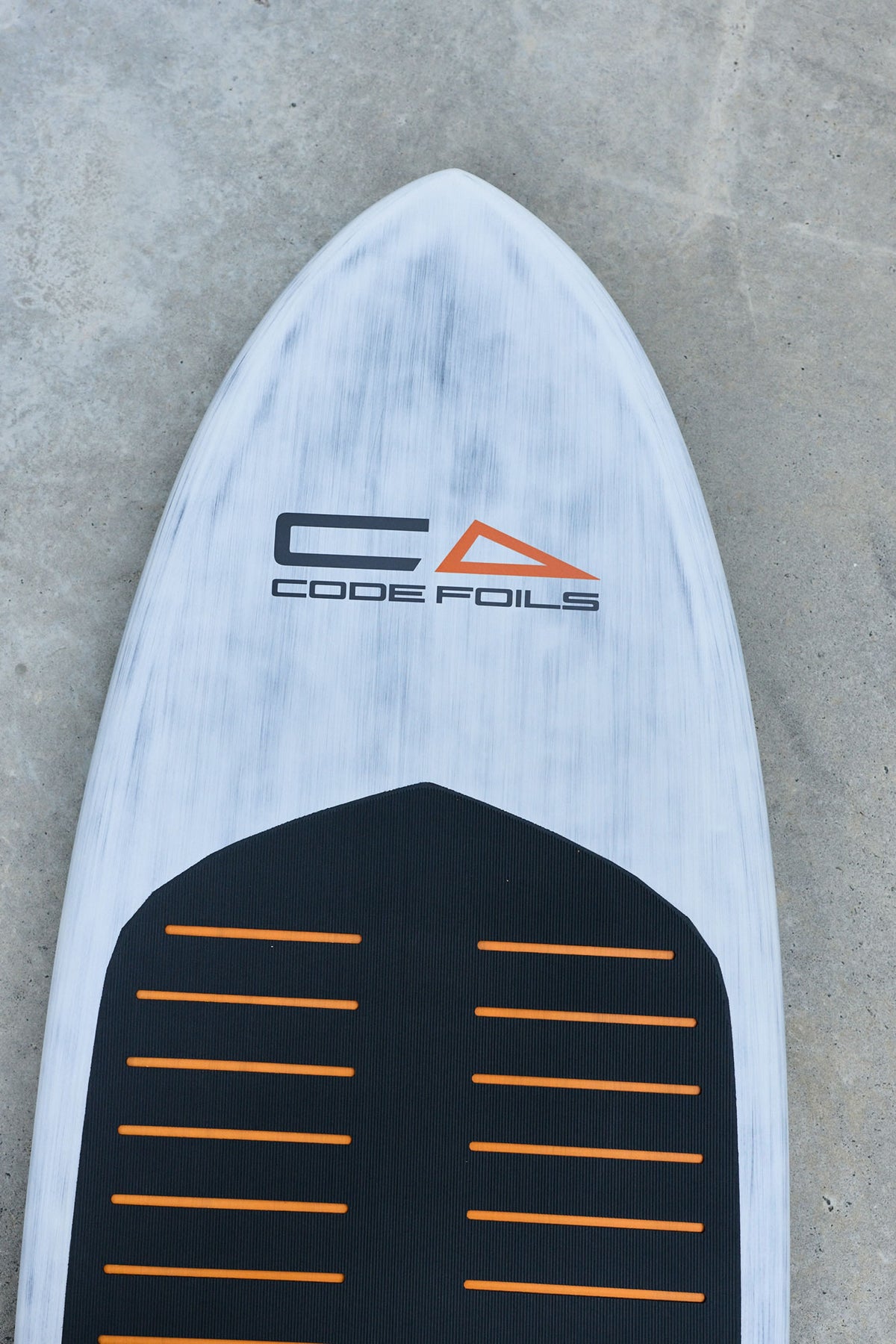 White nose and Code Foils logo on the WASP board deck