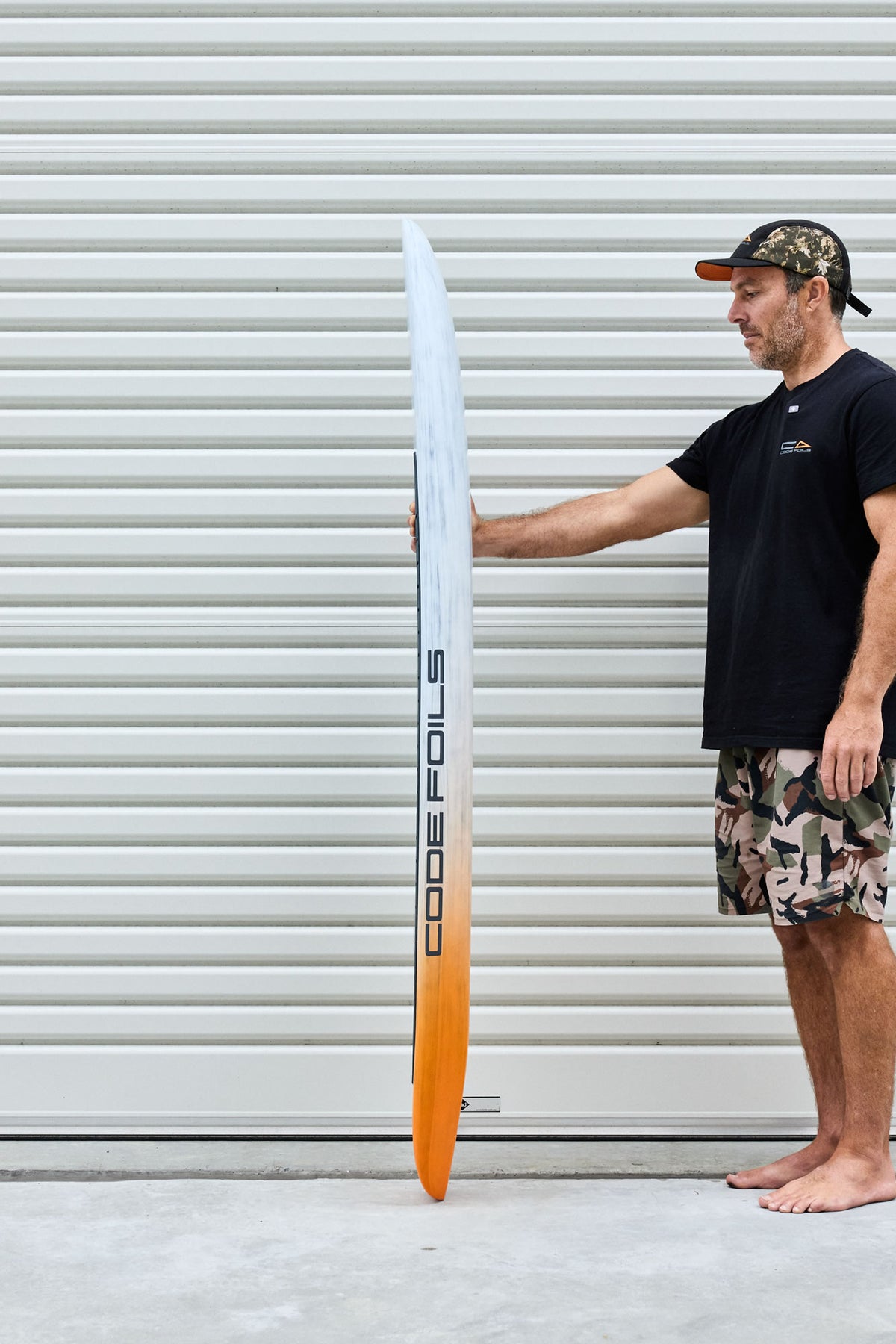 Code Foils WASP board side profile showing the rocker and rail