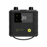 Ride Engine Air Box Mini rechargeable electric pump, black compact unit with digital pressure display and inflation ports