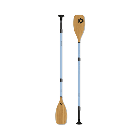 Duotone Bamboo Carbon 60 Slim 2026 three-piece adjustable SUP paddle with bamboo-look 7.3-inch blade