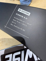 Actual ex-demo Duotone Carve 3.0 SLS 800 front wing showing carbon surface and printed 800cm² specifications