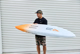Code Foils Downwind SUP board held horizontally with the underside visible