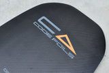 Carbon weave and Code Foils logo on the Kanga board underside