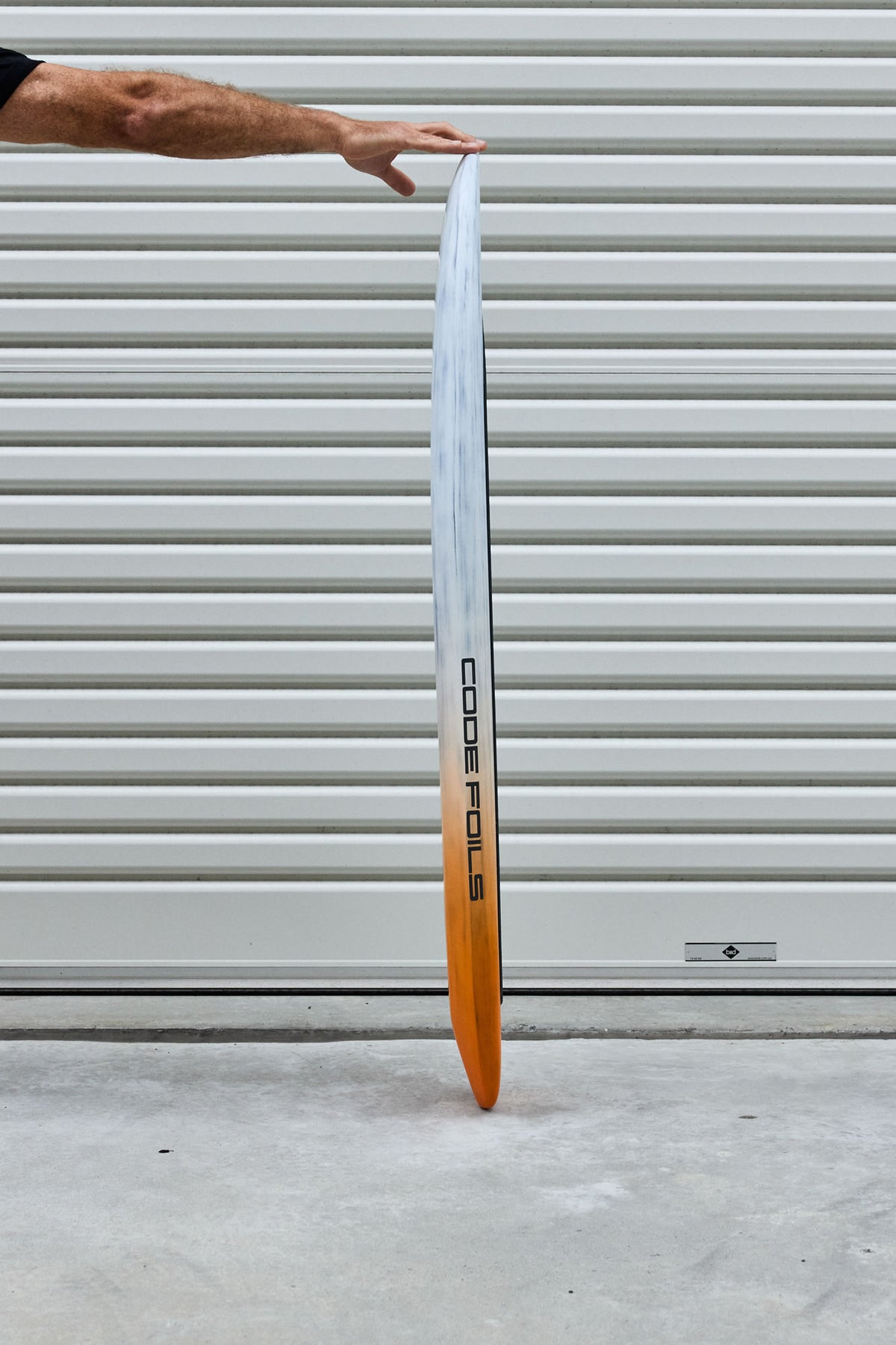 Side profile and rocker of the Code Foils Prone board