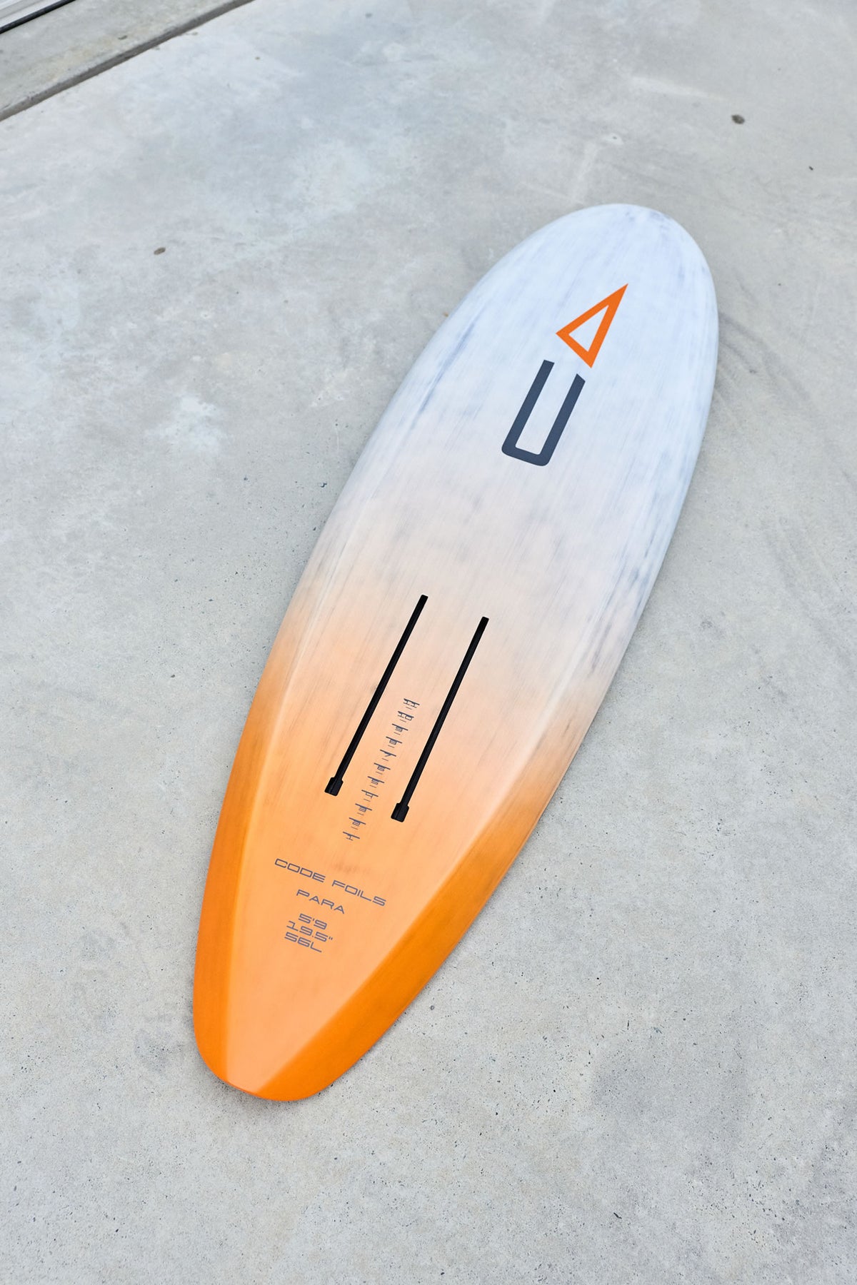 Code Foils WASP board underside showing the twin foil tracks and nose logo