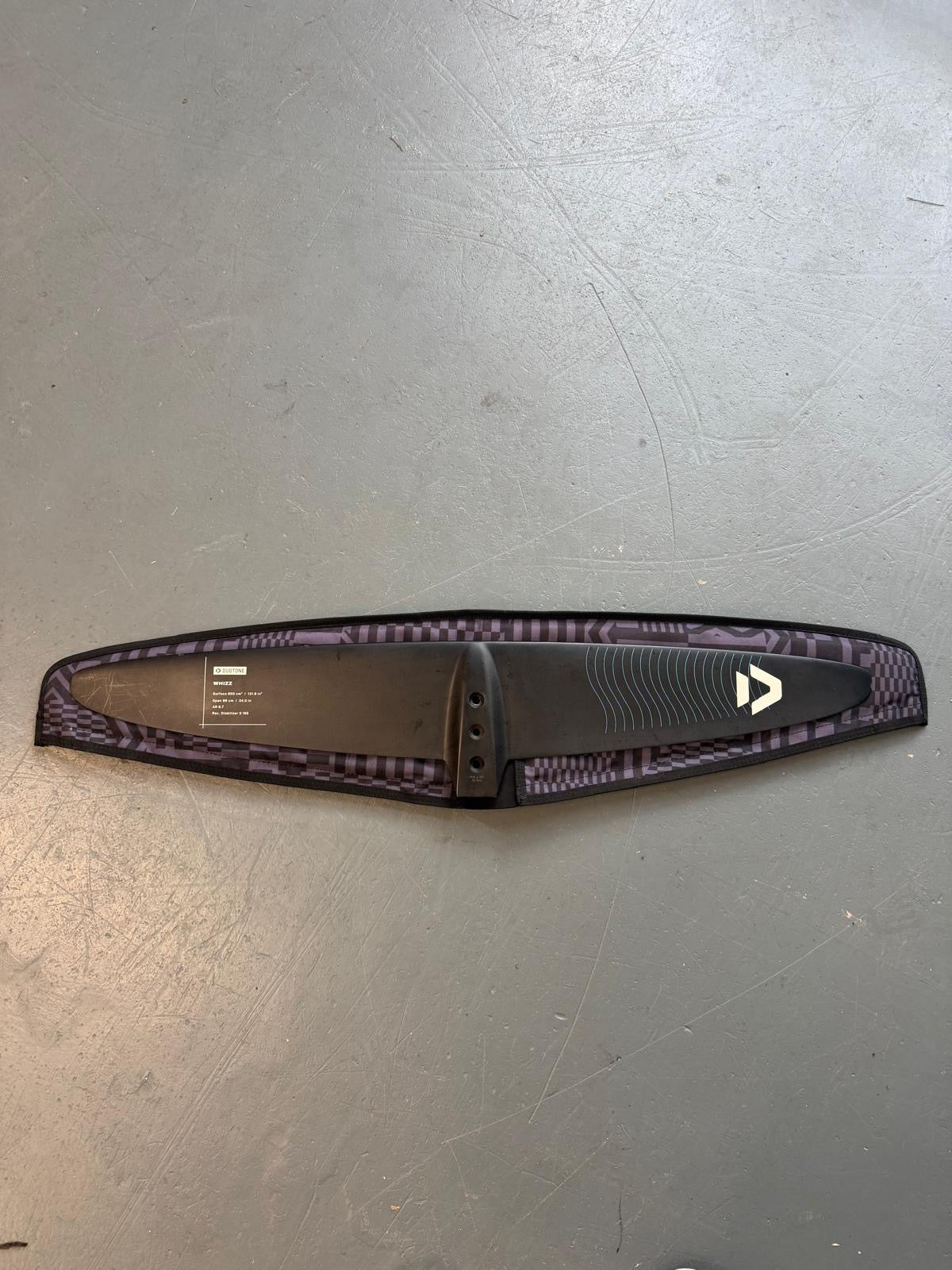 Used Duotone Whizz SLS 850 foil front wing, actual item opposite face with visible fine cosmetic scratches